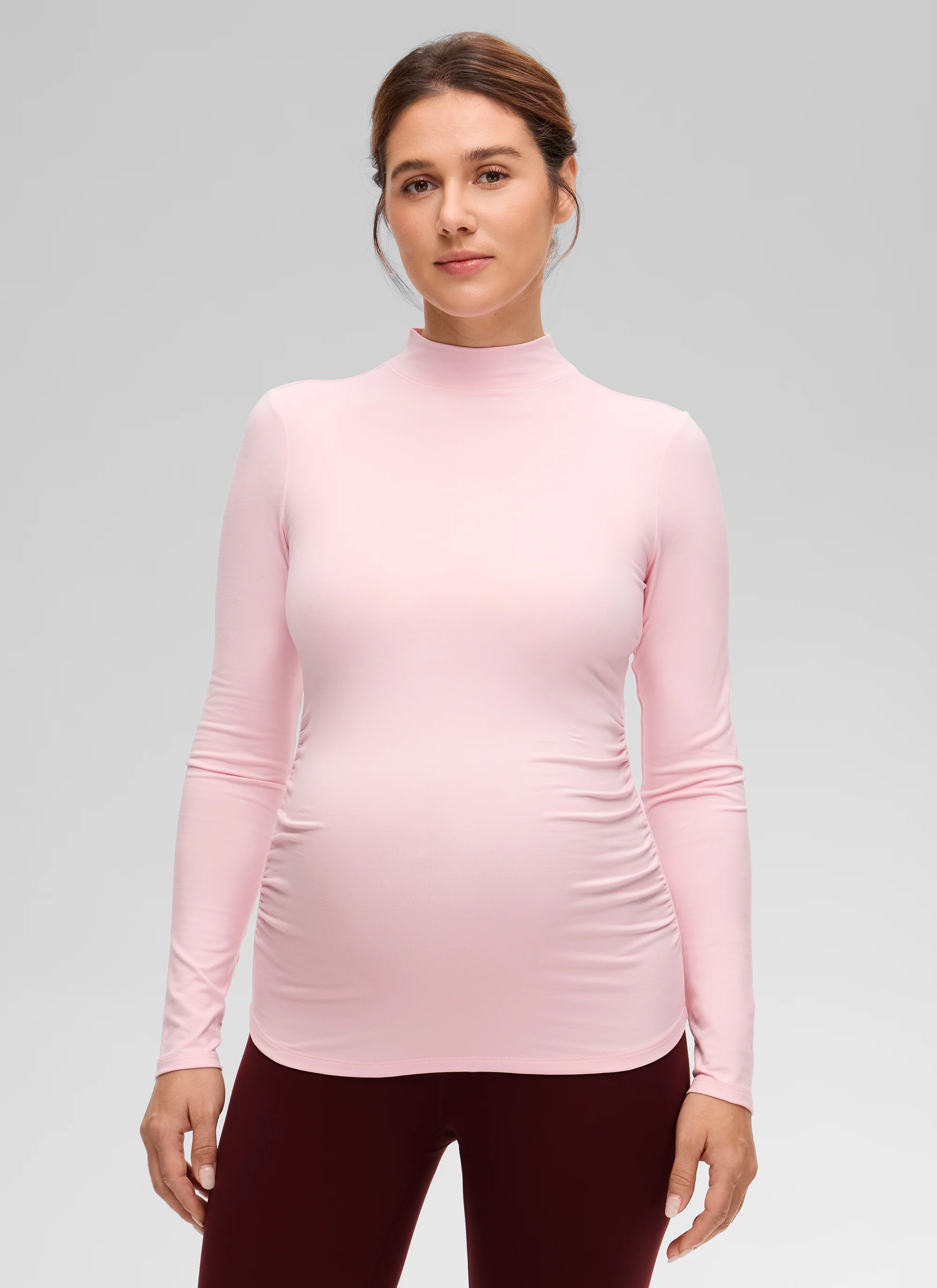 Cloud Jersey Maternity Mock Neck Ruched Shirt - Image 11