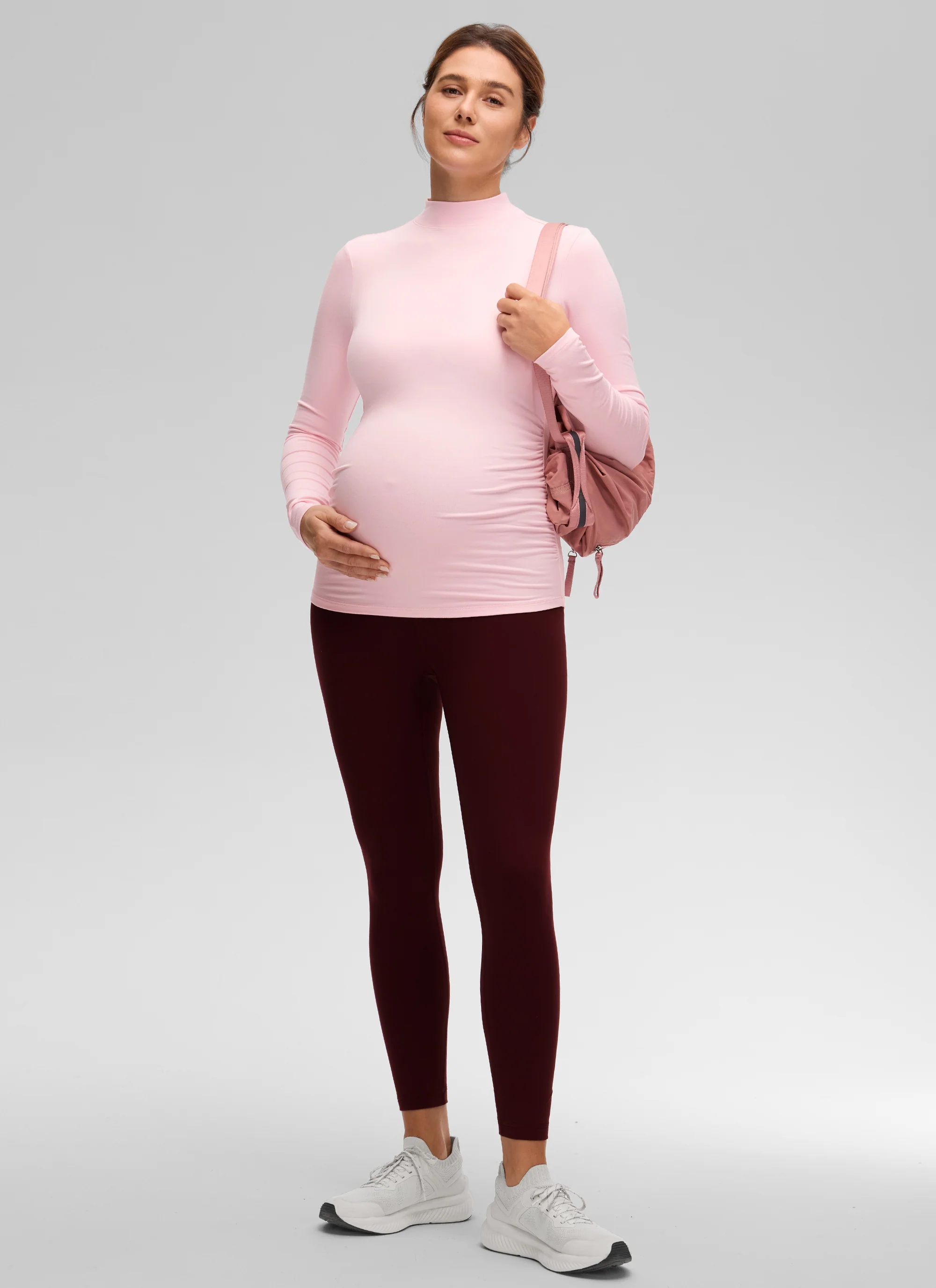 Cloud Jersey Maternity Mock Neck Ruched Shirt - Image 13