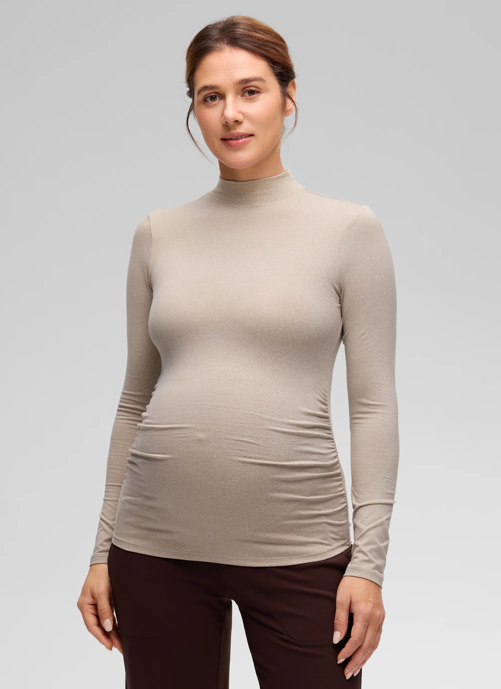 Cloud Jersey Maternity Mock Neck Ruched Shirt - Image 6