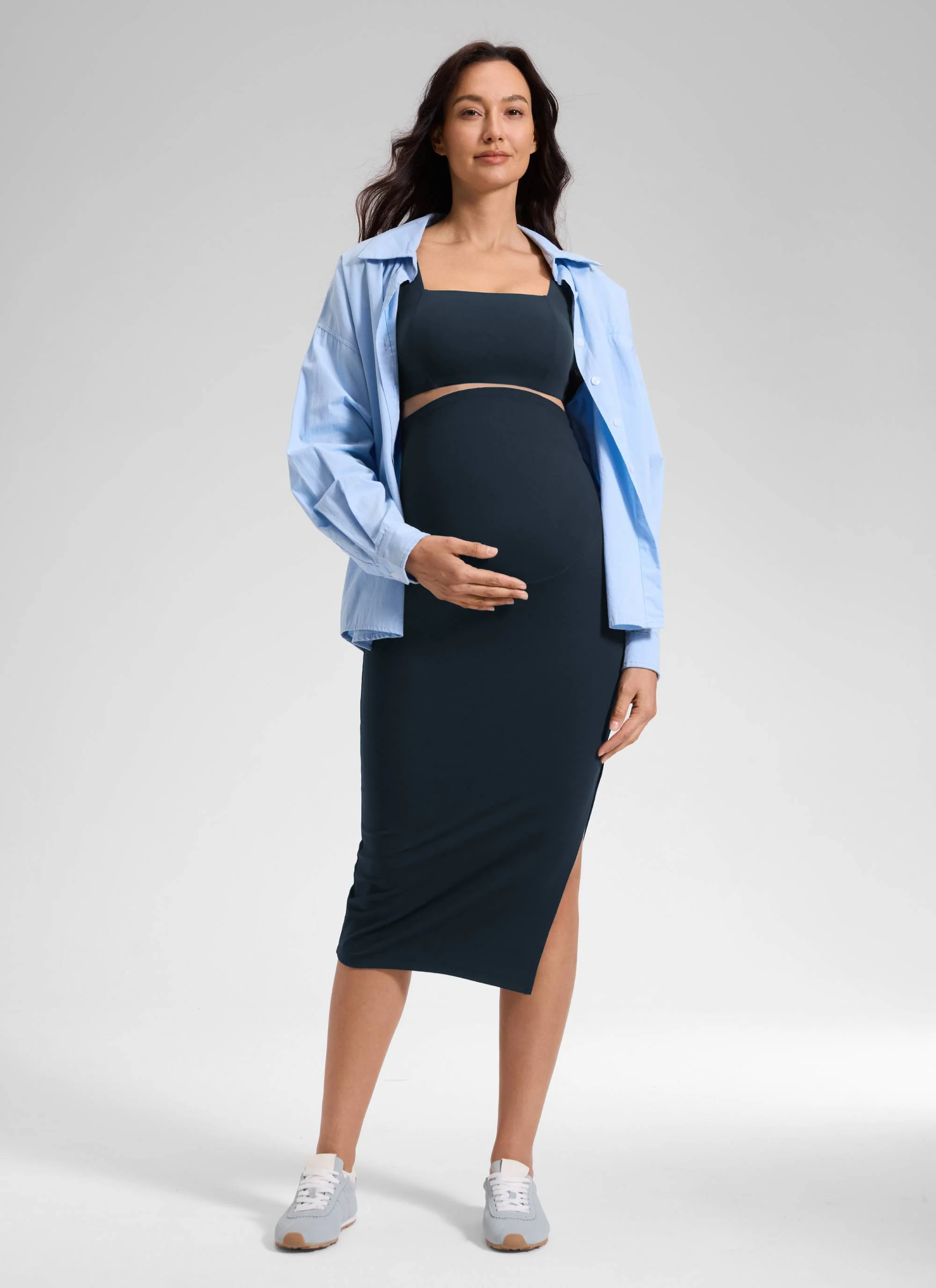 Butterluxe Maternity Midi Slit Skirt - Image 12