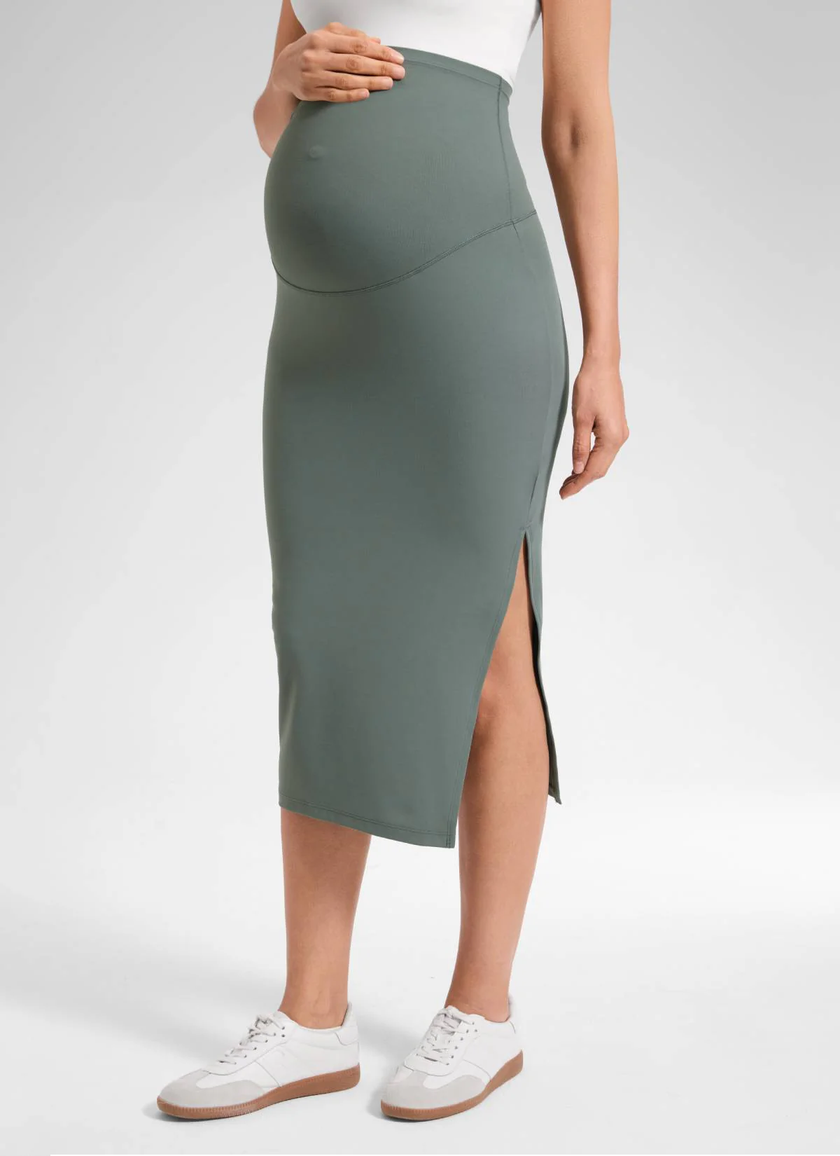 Butterluxe Maternity Midi Slit Skirt - Image 15