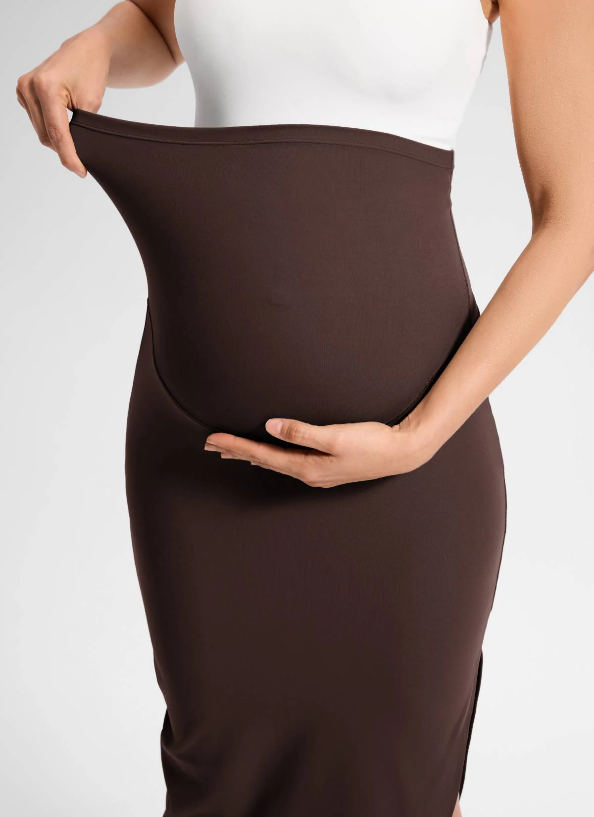 Butterluxe Maternity Midi Slit Skirt - Image 4